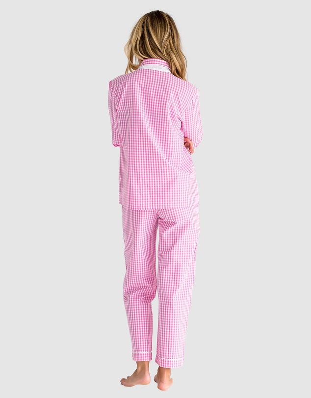 Sant And Abel - Women's Hepburn Gingham Pink Long PJ Set