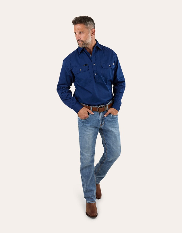 Ringers Western - King River Mens Half Button Work Shirt