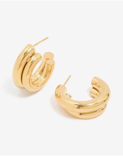 Lovisa - Waterproof Gold Plated Stainless Steel Double Illusion Hoop Earrings