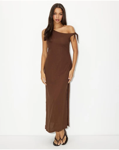Dazie - Wednesday One Shoulder Linen Blend Midi Dress