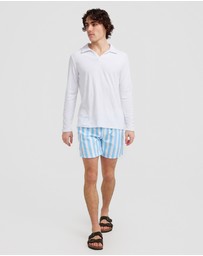 Vacay Swimwear - L/S White Terry Polo