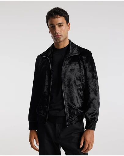 Calibre - Velvet Bomber Jacket Black