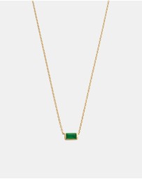 Kirstin Ash - Baguette Birthstone Necklace May Green Onyx