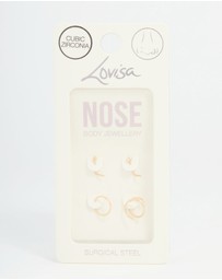 Lovisa - Gold Plated Surgical Steel Mixed Nose Piercing 4-Pack