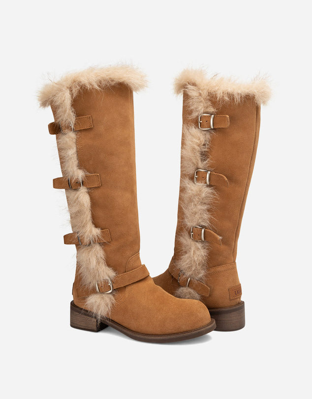 Ozwear Connection Uggs - UGG Fur Trim Buckle Long Boot