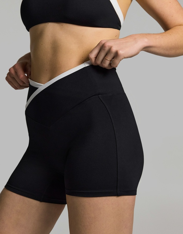 Rockwear - Tipped Wrap Front Mid Thigh Bike Shorts