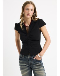 Insight - Cassia Short Sleeve Gather Shirt