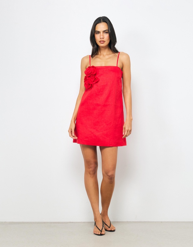 AERE - Mika Placement Flower Mini Dress