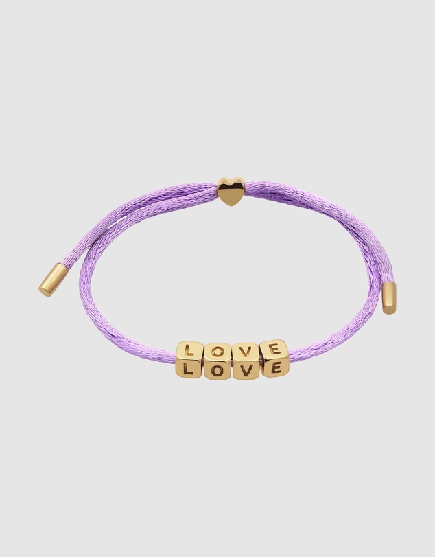 Elli Jewelry - LOVE Charm Purple Satin Bracelet