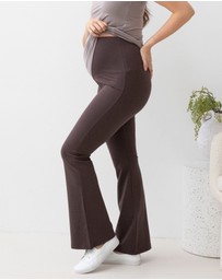 Angel Maternity - New Deluxe Flare Maternity Legging Pants in Black