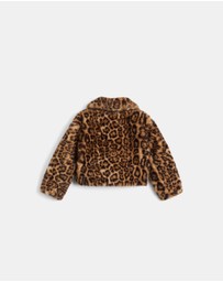 Bardot Junior - Sylvie Leopard Faux Fur Jacket - Kids-Teens