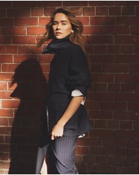 Country Road - Wool Blend Tailored Funnel Coat