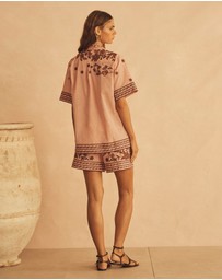 AUR OCEA - Embroidered Short Sleeve Resort Shirt