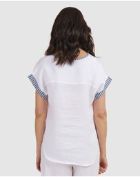 CAMIXA - Martina Linen V-Neck T-shirt