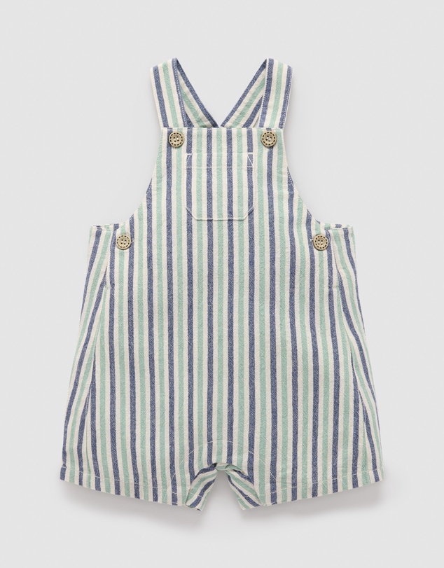 Purebaby - Striped Overalls -Kids-Babies