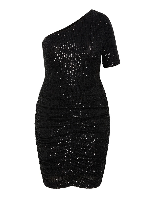 City Chic - Angelina One Shoulder Sequin Mini Dress