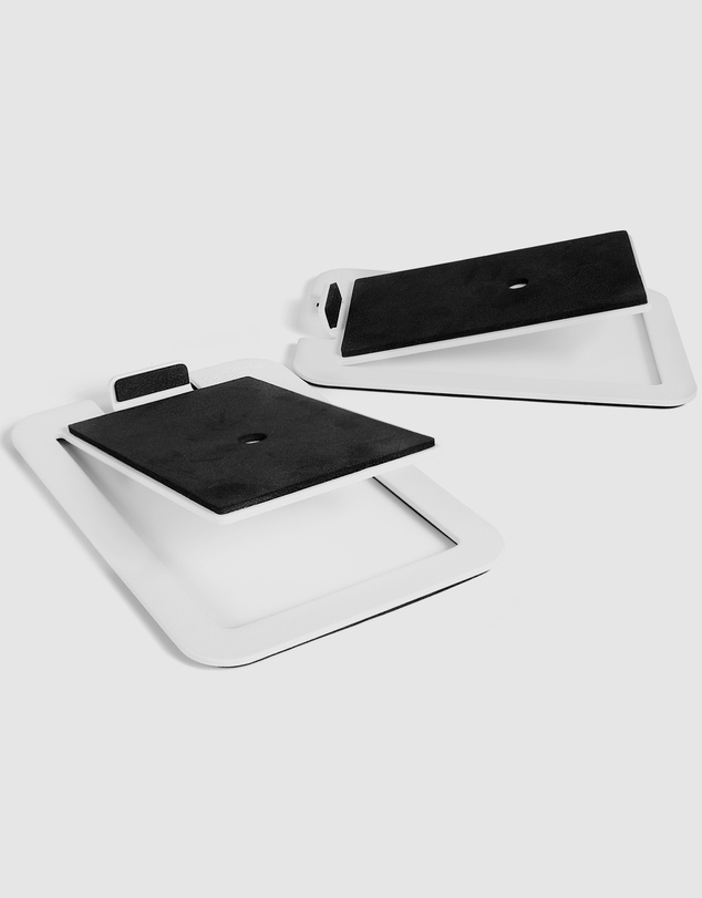 iWorld - Kanto S4W Angled Desktop Speaker Stands for Midsize Speakers - Pair, White