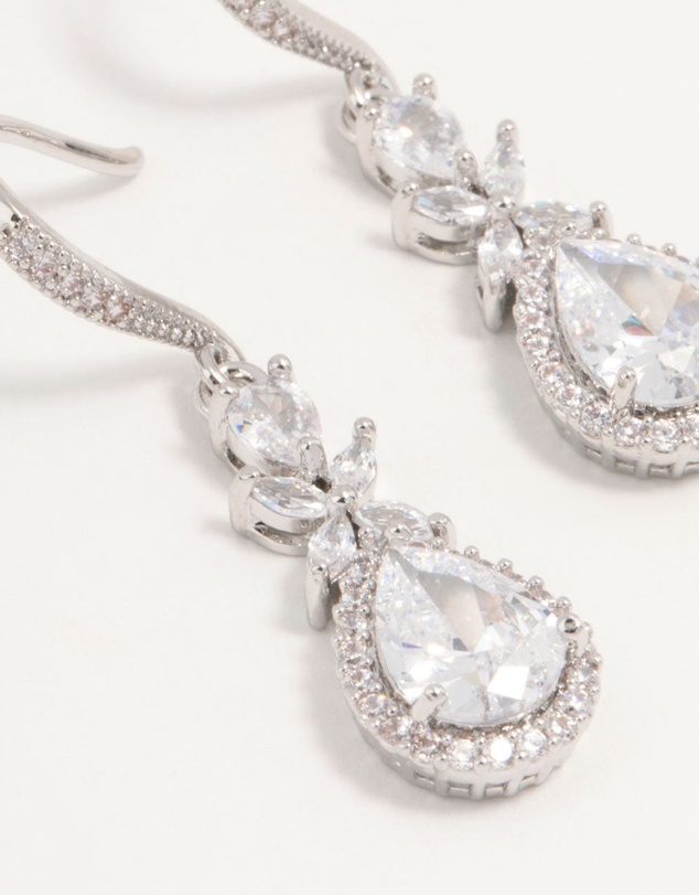 Lovisa - Silver Cubic Zirconia Halo Hook Earrings