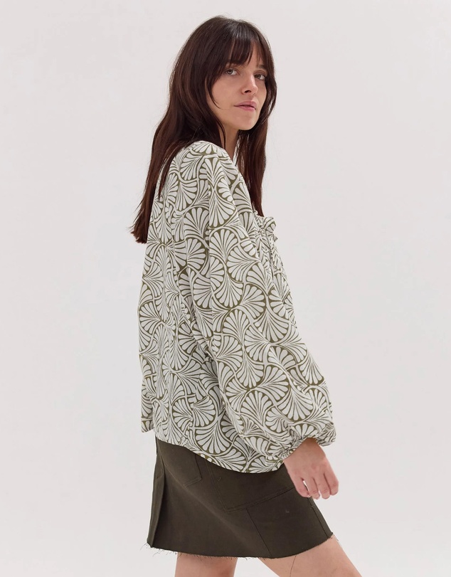 Cloth & Co. - The Block Print Blouse | Olive