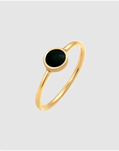Elli Jewelry - Ring Circle Enamel 925 Sterling Silver Gold-plated