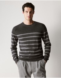 Trenery - Merino Stripe Knit in Charcoal
