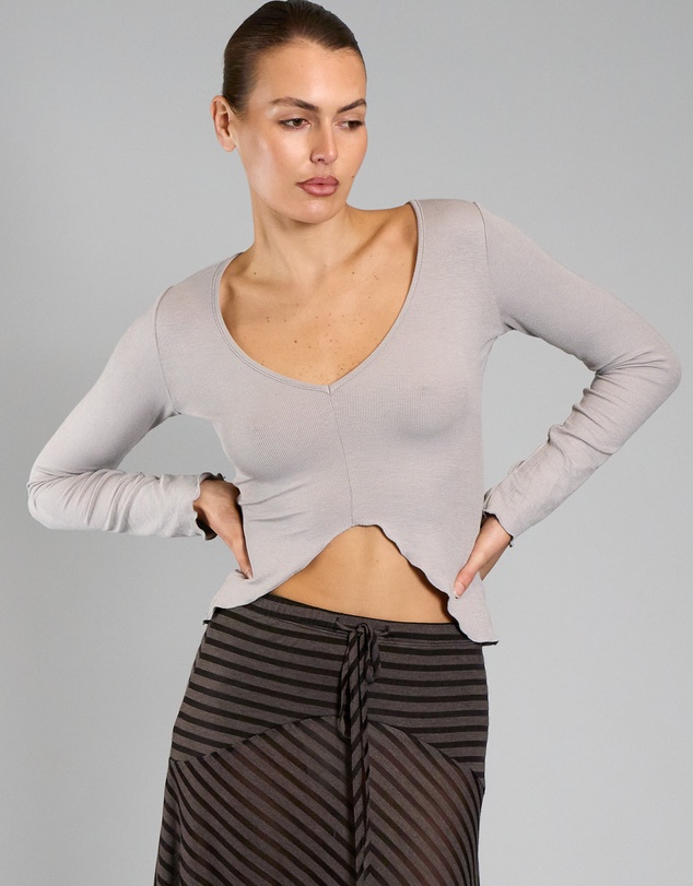 Love and Nostalgia - Rosie Rib Top - Grey