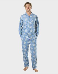 Mitch Dowd - Mens Cuppa Joe Flannel Pyjama Set - Blue