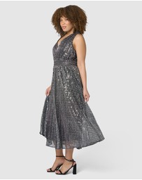 Pink Dusk by Curve Project - Sparkle Bright Midi Dress