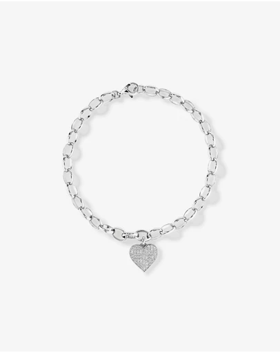 Michael Hill - Cubic Zirconia Pave Heart Belcher Bracelet in Sterling Silver