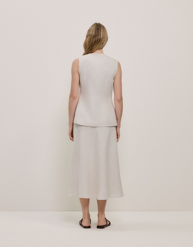 Trenery - Linen Tailored Vest in Flax