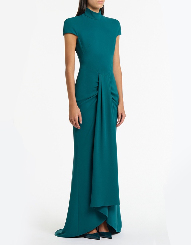 Carla Zampatti - Serpentine Crepe Cap Sleeve Gown
