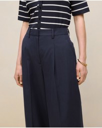 Trenery - Cotton Blend Tailored Wide Leg Pant in Night Sky