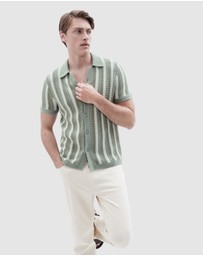 UNISON - Stripe Crochet Button Thru Knit
