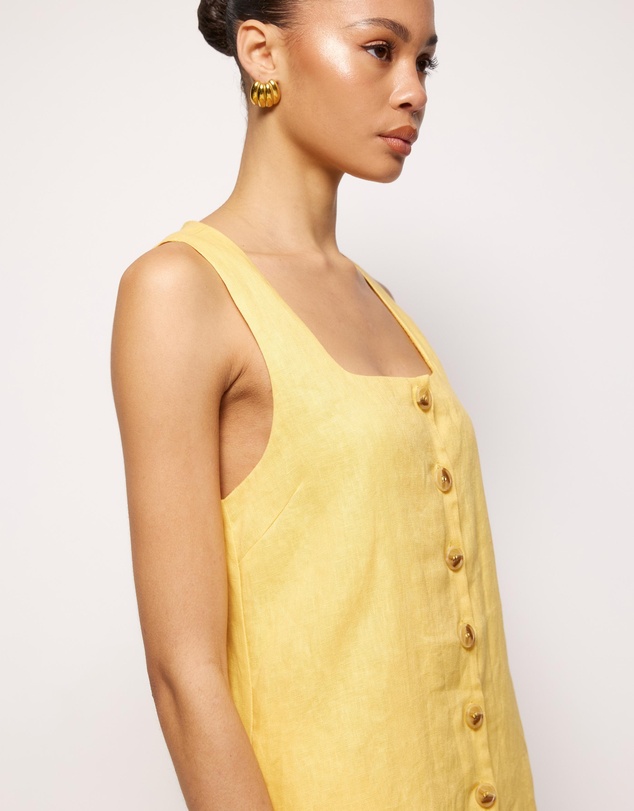 AERE - Bari Linen Button Down Mini Dress