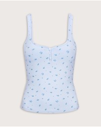 TALA - Soft Lounge Square Neck Button Tank