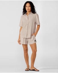 Lorna Jane - Preset Stripe Linen Short Sleeve Shirt