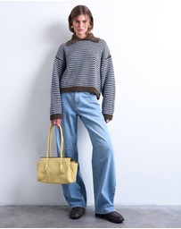 TOPSHOP - Topshop Knitted Stripe Collar Jumper