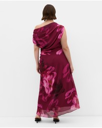City Chic - Vivid Print Maxi Dress - Raspberry