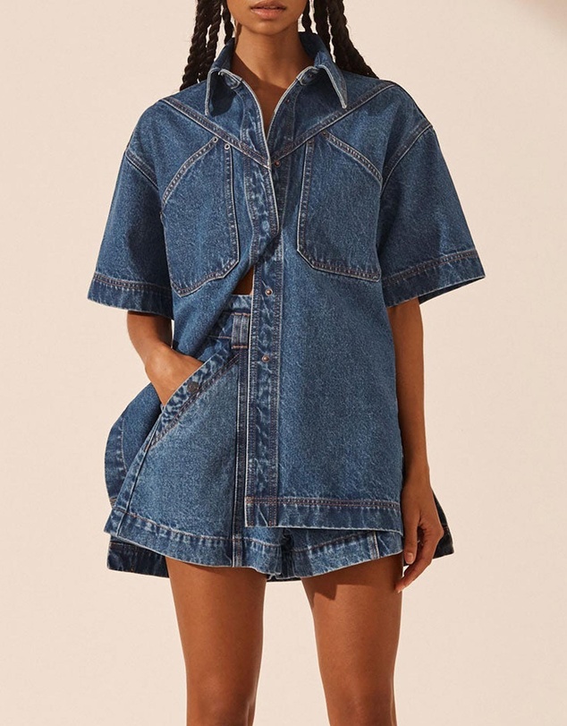 Shona Joy - Raquel Short Sleeve Curved Hem Shirt