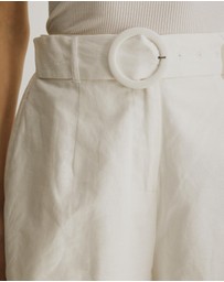 Atmos&Here - Zuri Belted Linen Blend Shorts