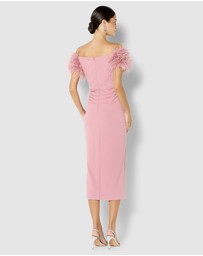 Montique - Enora Feather Trim Cocktail Dress
