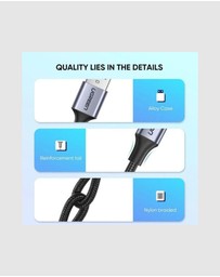 Ugreen - UGreen USB A to USB C Cable 0.5m Nickel Plated Aluminium Braid 3A Fast Charging