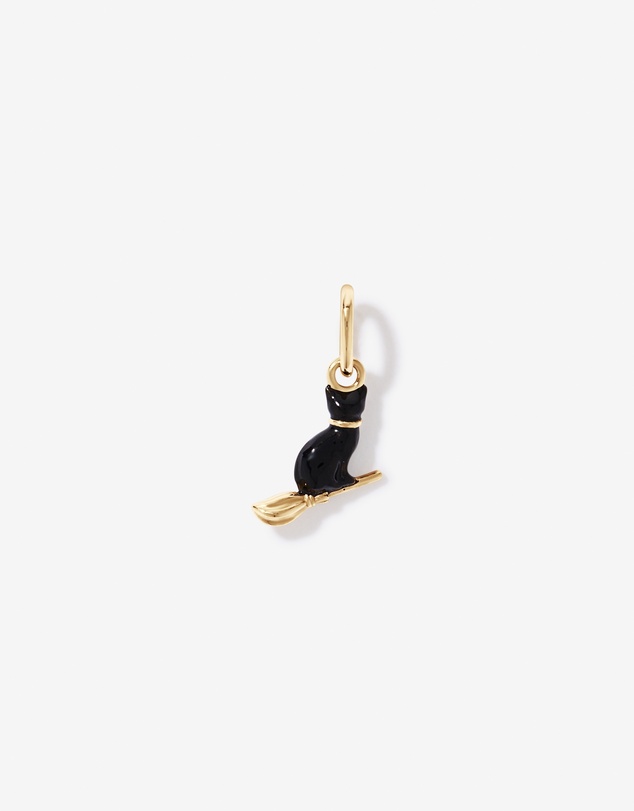 Michael Hill - Cat on Broomstick Pendant with Black Enamel in 18kt Yellow Gold Vermeil