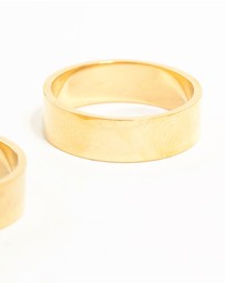 Lovisa - Waterproof Gold Plated Stainless Steel Double Cigar Band Rings 2-Pack