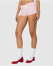 EDIKTED - Strawberry Girl Printed Micro Shorts