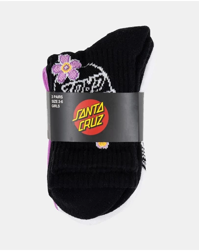 Santa Cruz - Blooming Stack Mix Mid Socks 3-Pack - Kids-Teens