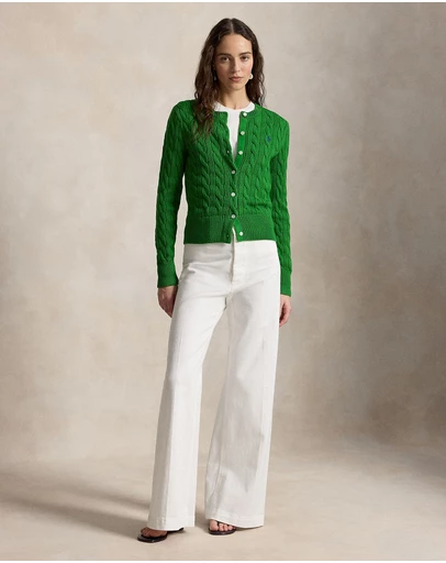 Polo Ralph Lauren - Cable-Knit Cotton Crewneck Cardigan - The ICONIC Exclusive