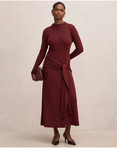 Forever New Petite - Irina Petite Long Sleeves Tie Knitted Dress