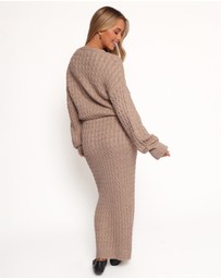 Petal & Pup - Reid Cable Knit Skirt Set - Taupe