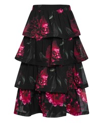City Chic - Plus size Bianka Bloom Print Tiered Skirt - black
